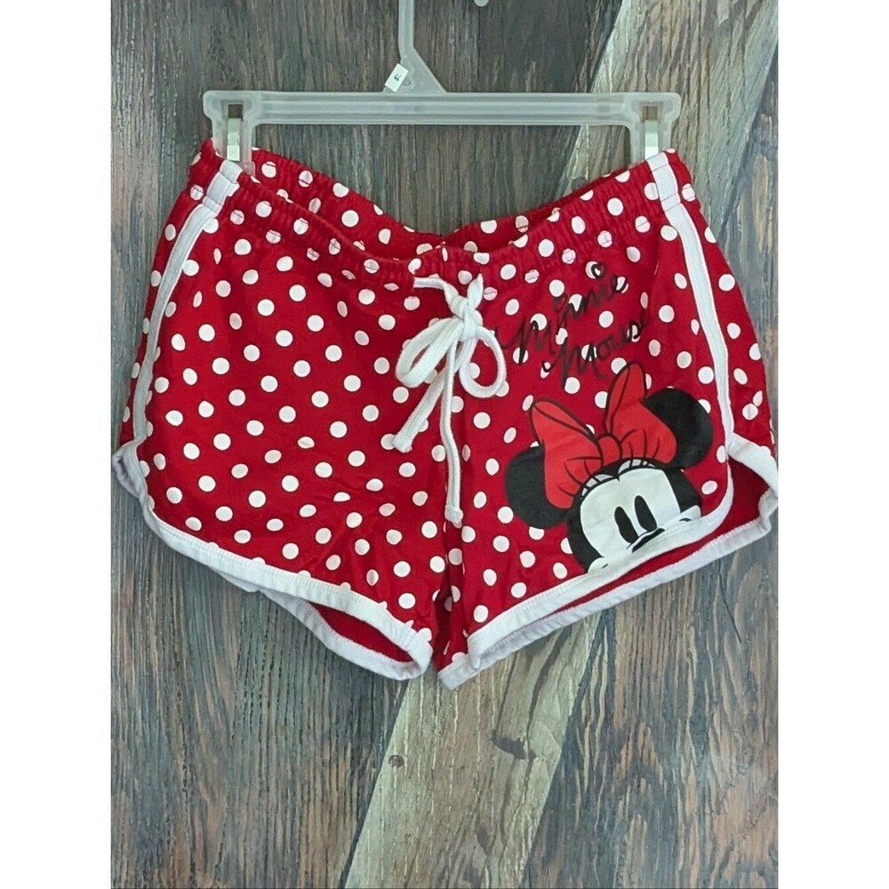 Disney Minnie Mouse Polka Dot Shorts Red White  Lounge Pajama M Juniors